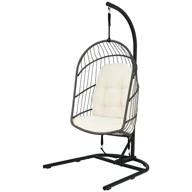 Hanging Wicker Egg Chair with Stand