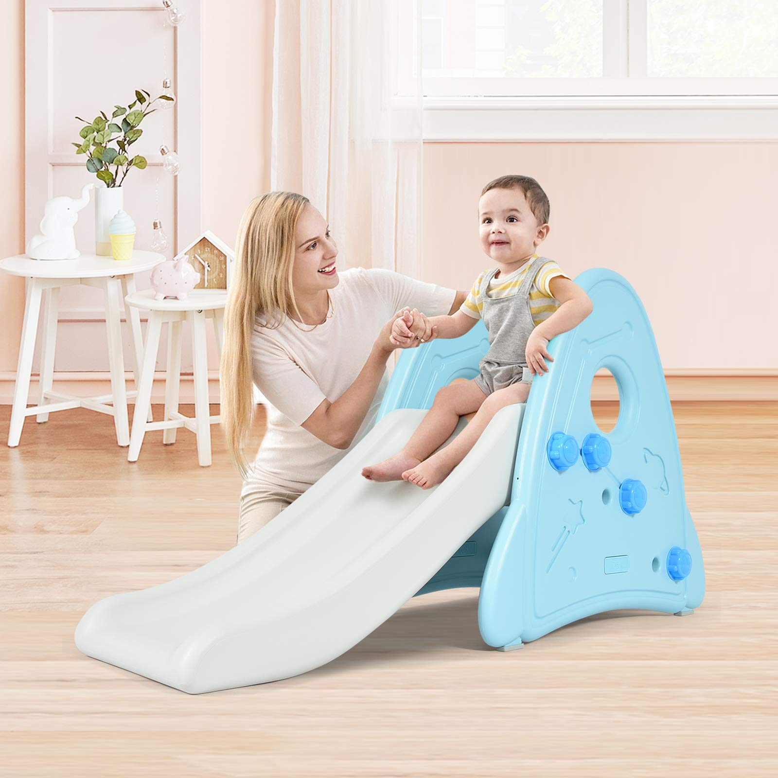 BABY JOY Kids Slide, Freestanding Baby Mini Play Climber Slide Set for Indoor Outdoors Use