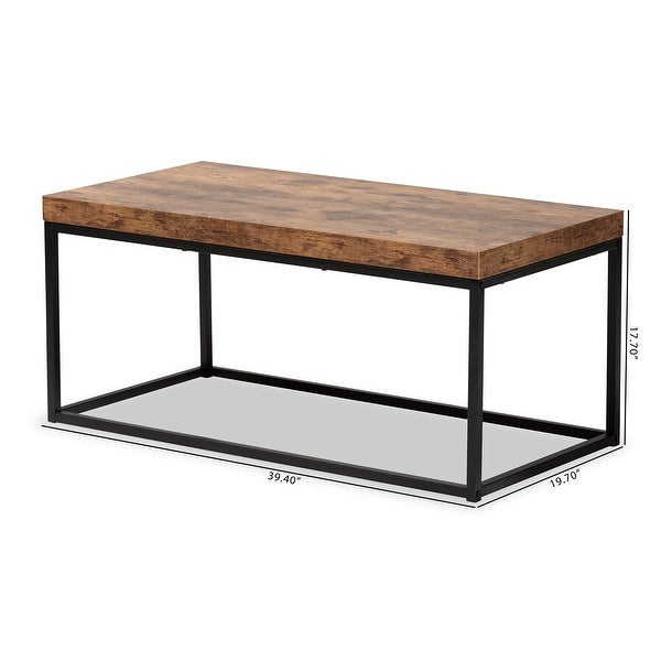 Bardot Industrial Wood and Metal Coffee Table-Walnut Brown/Black