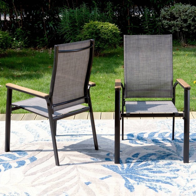 5pc Outdoor Dining Set With Sling Chairs amp Square Powder Coated Aluminum Table Captiva Designs