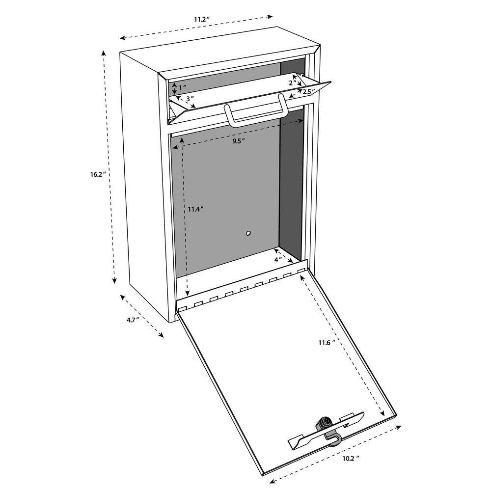 Mail Boss Olympus Locking Wall-Mount Drop Box with High Security Reinforced Patented Locking System Black 7412