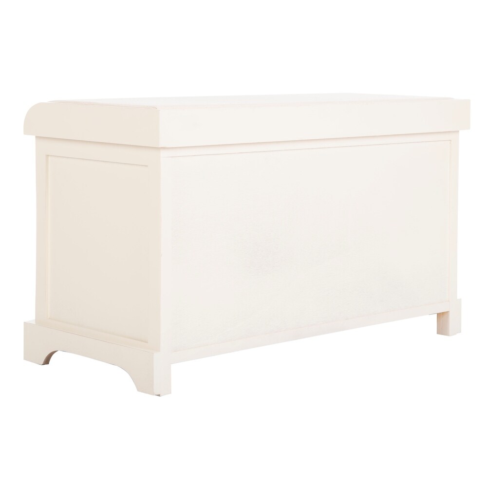 SAFAVIEH Freddy Distressed White Wicker Storage Bench   33.5\