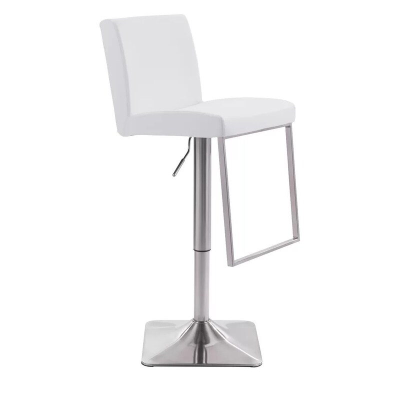 Louis Stool Soft PU Seating white color with Stainless Steel Frame， hydraulic stool.