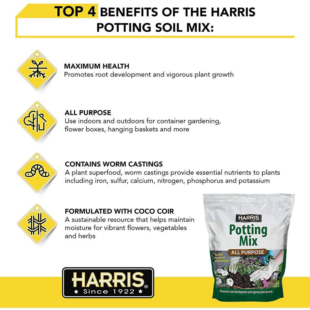 Harris 8 Qt. Premium Horticultural Vermiculite for Indoor Plants and 4 Qt. All Purpose Potting Soil Mix with Worm Castings VERM-SOIL4