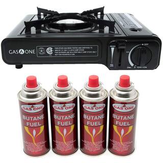 Gas ONE Butane Gas Stove with 4 Butane Fuel Canister Catridge