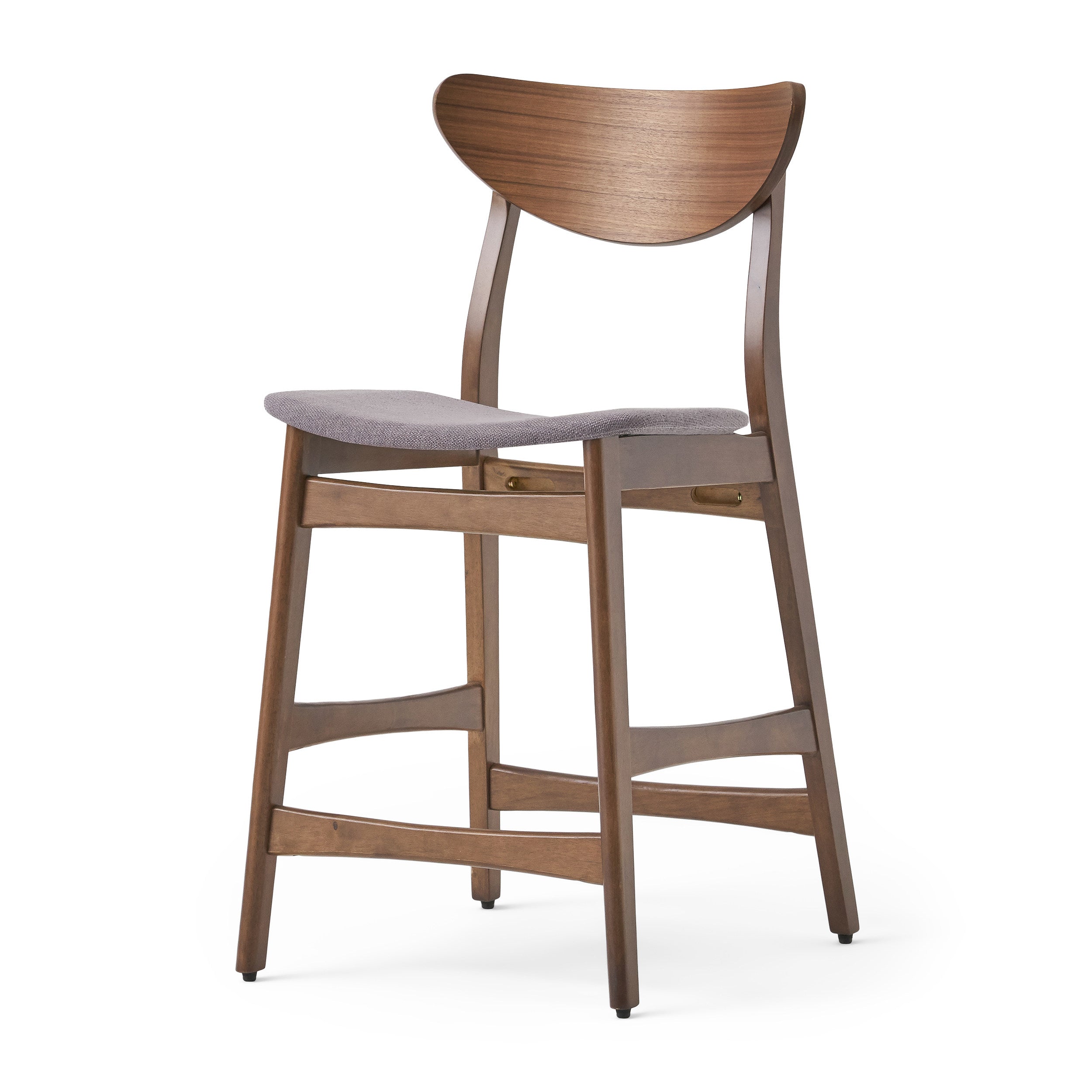 Molle Walnut Finish Mid-Century Modern 24-Inch Counter Stools (Set of 2)