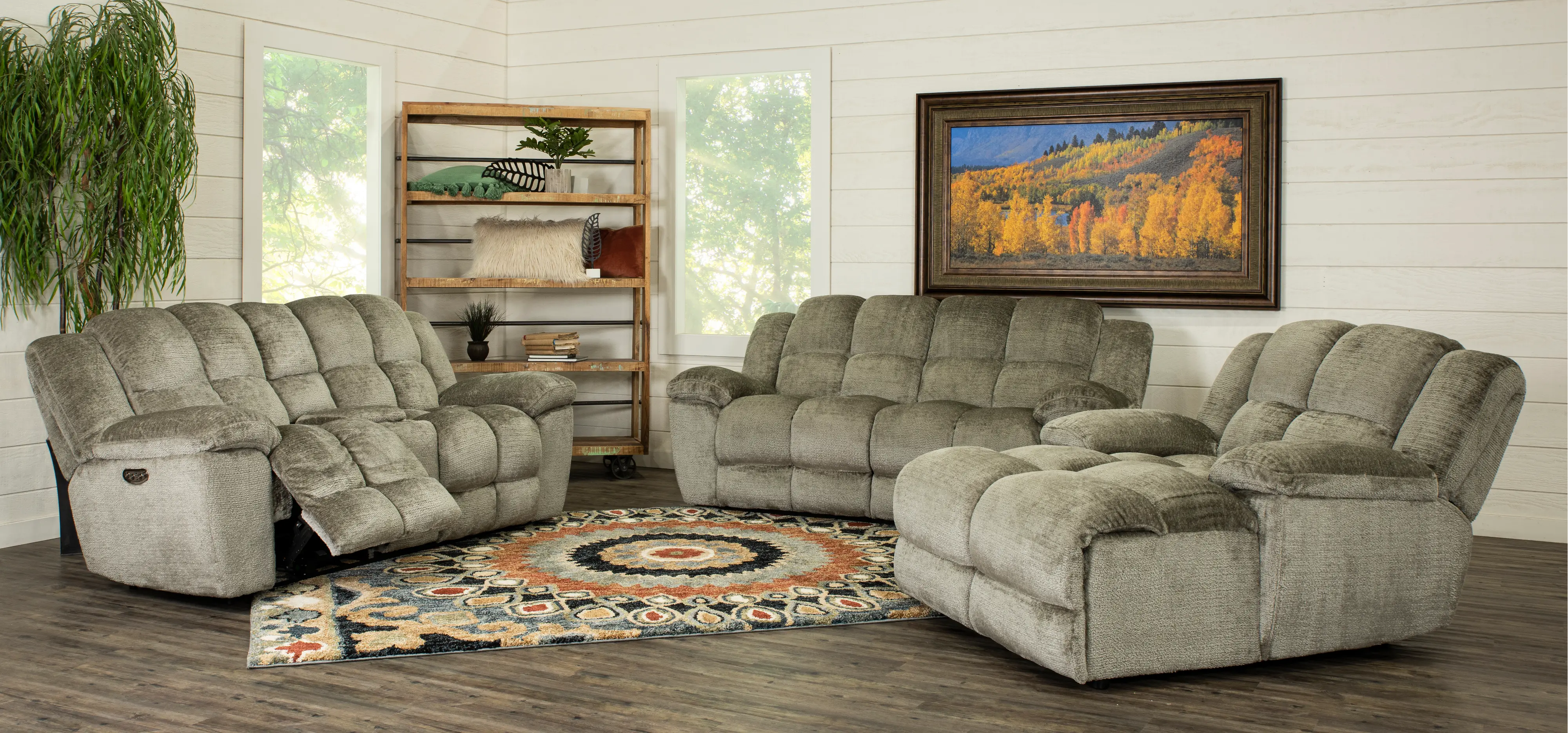 Elton Dove Gray Power Reclining Loveseat with Console