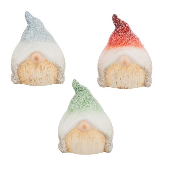 Ceramic Small 5inch Gnome Garden Statuary (Set of 3)