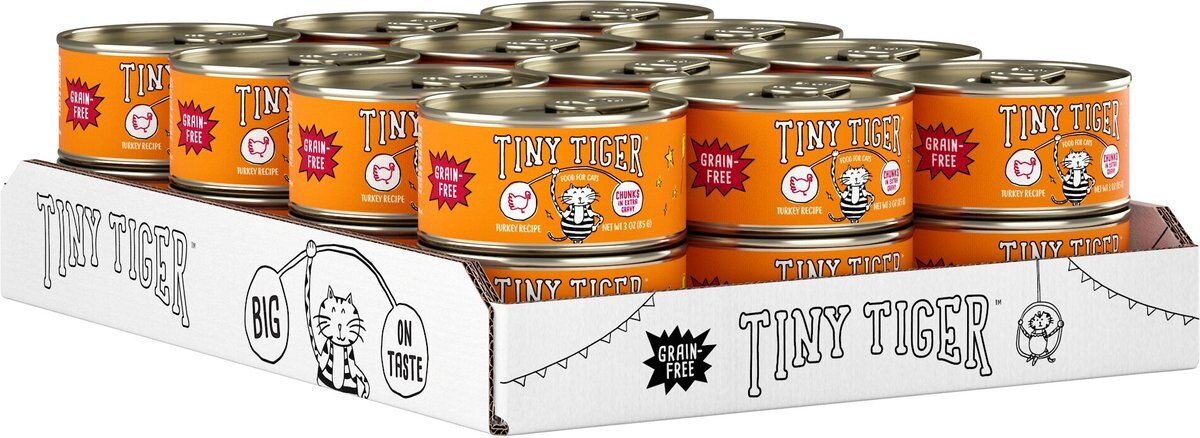 Tiny Tiger Chunks in EXTRA Gravy Turkey Recipe Grain-Free Canned Cat Food