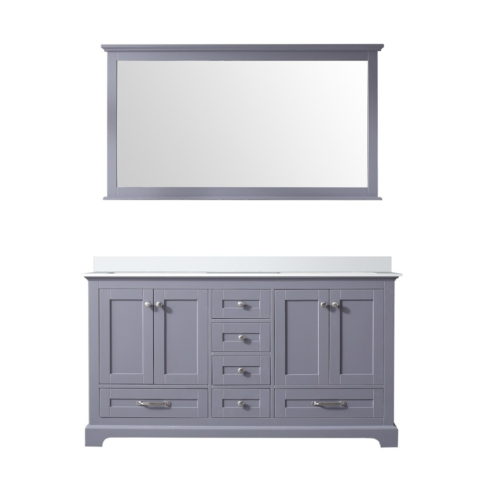 Dukes 60 in. W x 22 in. D White Double Bath Vanity  Cultured Marble Top  and 58 in. Mirror