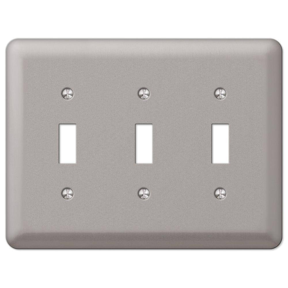 AMERELLE Declan 3 Gang Toggle Steel Wall Plate - Pewter 2TTTPW