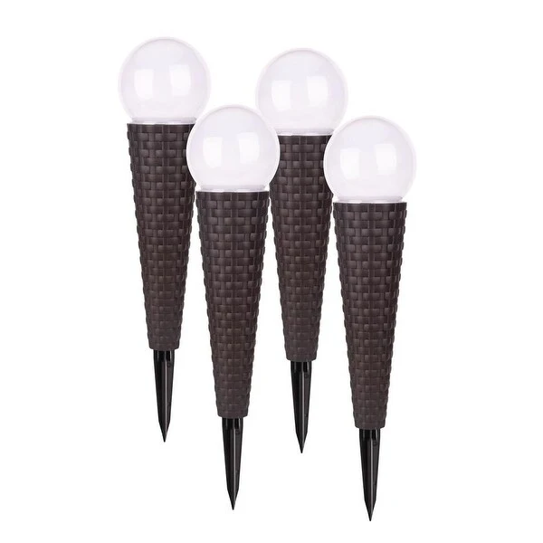 Pella Wicker Solar Pathway Lights - Set of 4