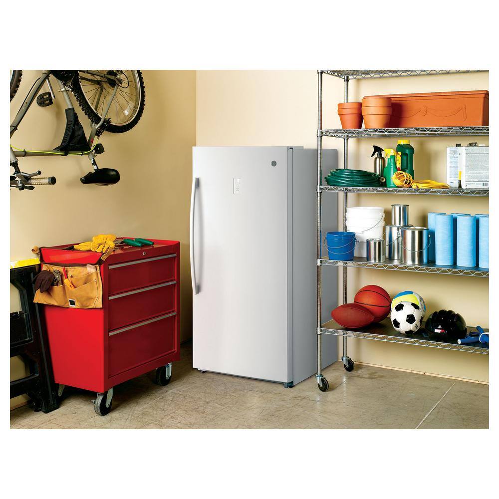 GE Garage Ready 17.3 cu. ft. Frost Free Defrost Upright Freezer in White FUF17SMRWW