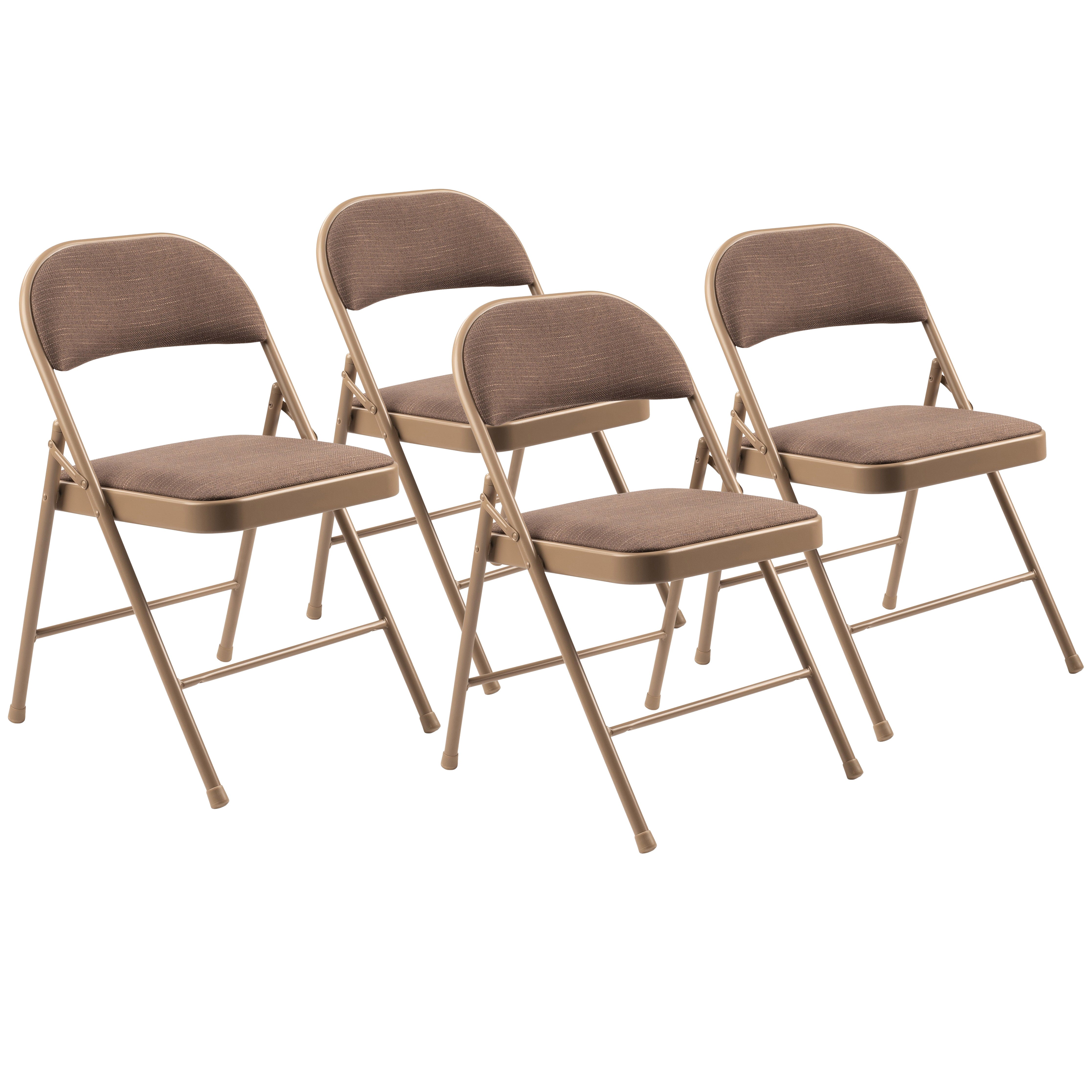 Commercialine® 900 Series Fabric Padded Folding Chair, Star Trail Brown (Pack of 4)