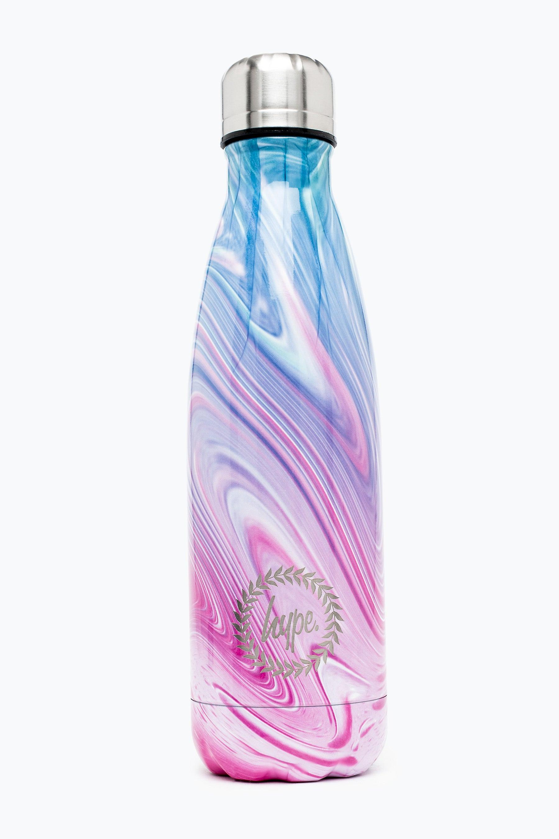 Hype unisex teal purple marble crest bottle