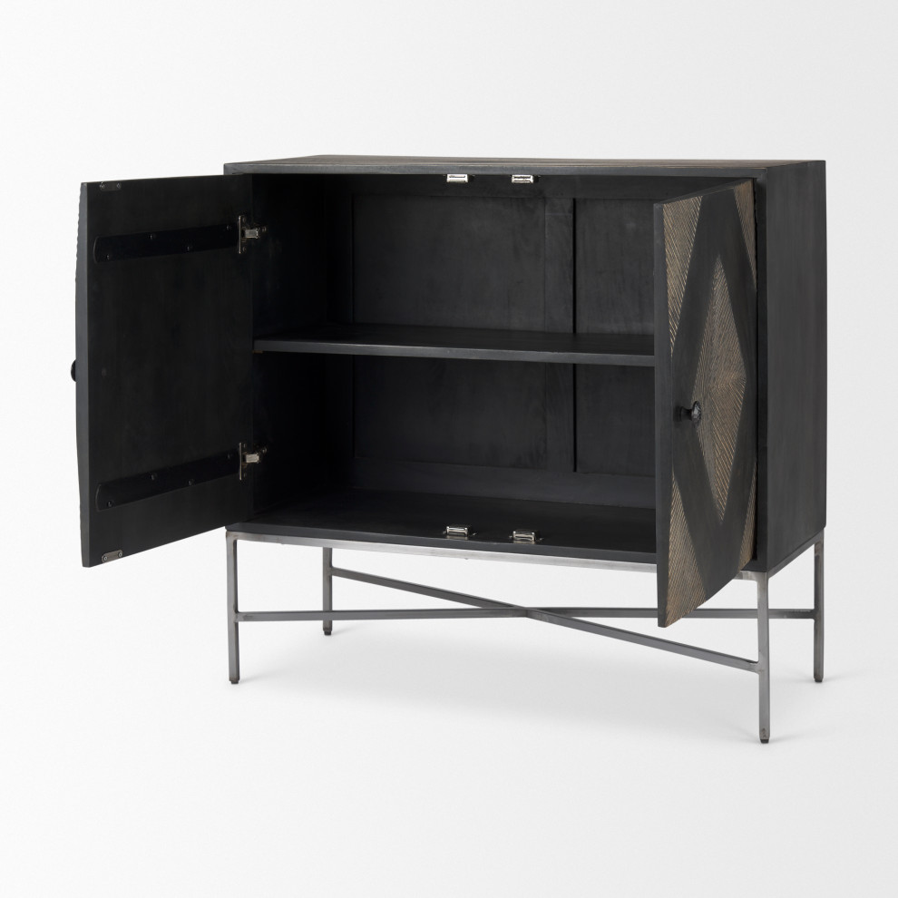 Hogarth Dark Brown Solid Wood With Silver Iron Frame Accent Cabinet   Contemporary   Accent Chests And Cabinets   by Mercana  Houzz