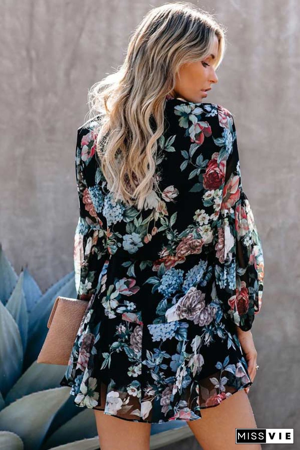 Fashion Floral Print Shirt Dress