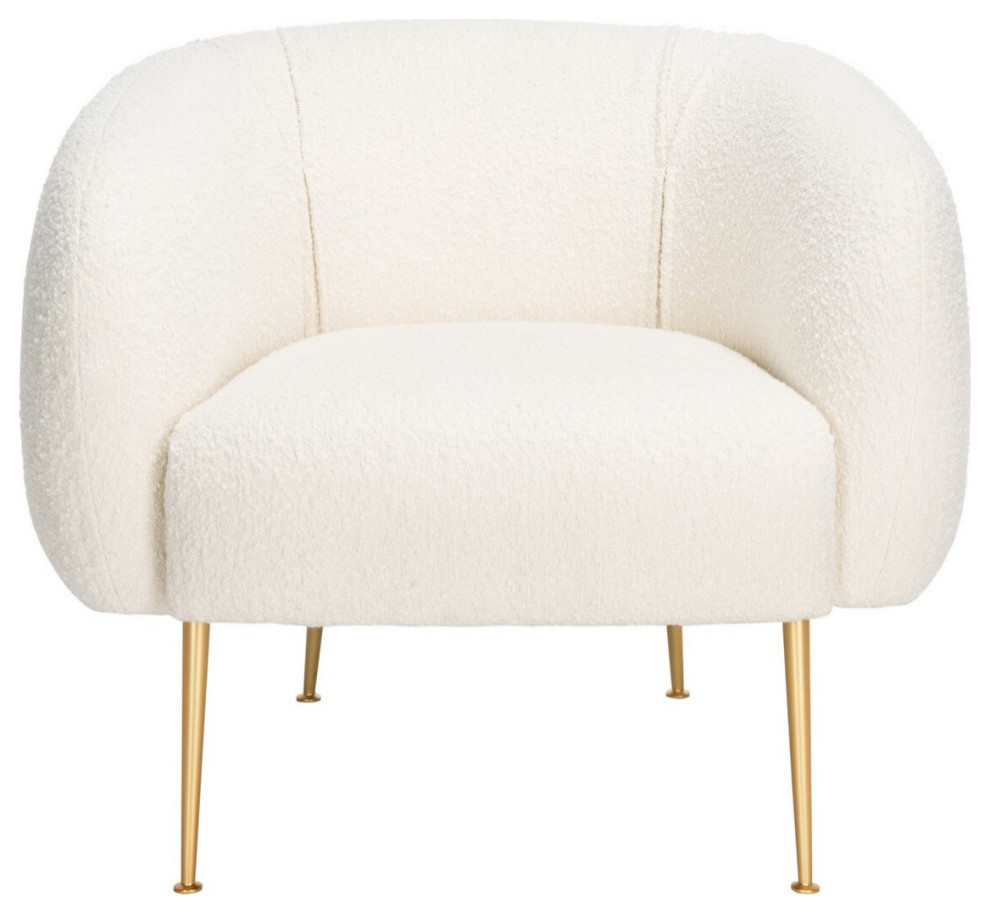 Natal Poly Blend Accent Chair Ivory/Gold   Midcentury   Armchairs And Accent Chairs   by V.S.D Furniture  Houzz