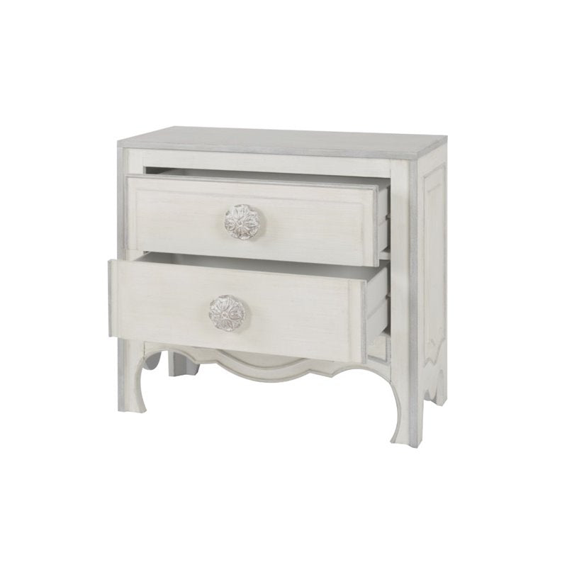 Antique Charm Two Drawer Accent Chest in Weathered White