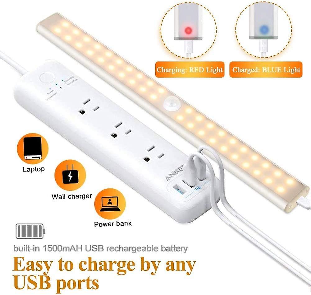 40 Led Closet Light，motion Sensor，usb Rechargeable，4 Modes，30cmwarm Light