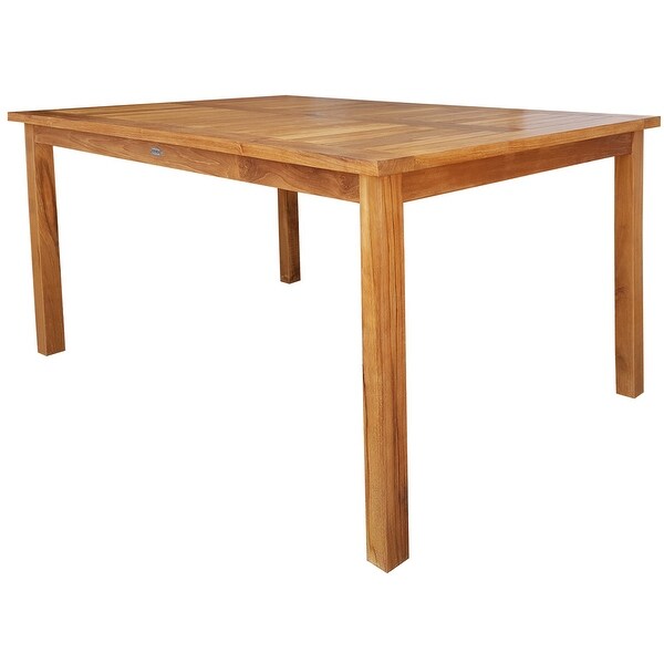 Chic Teak Bermuda Rectangular Teak Wood Patio Bistro Dining Table，63 x 35 inch (table only)