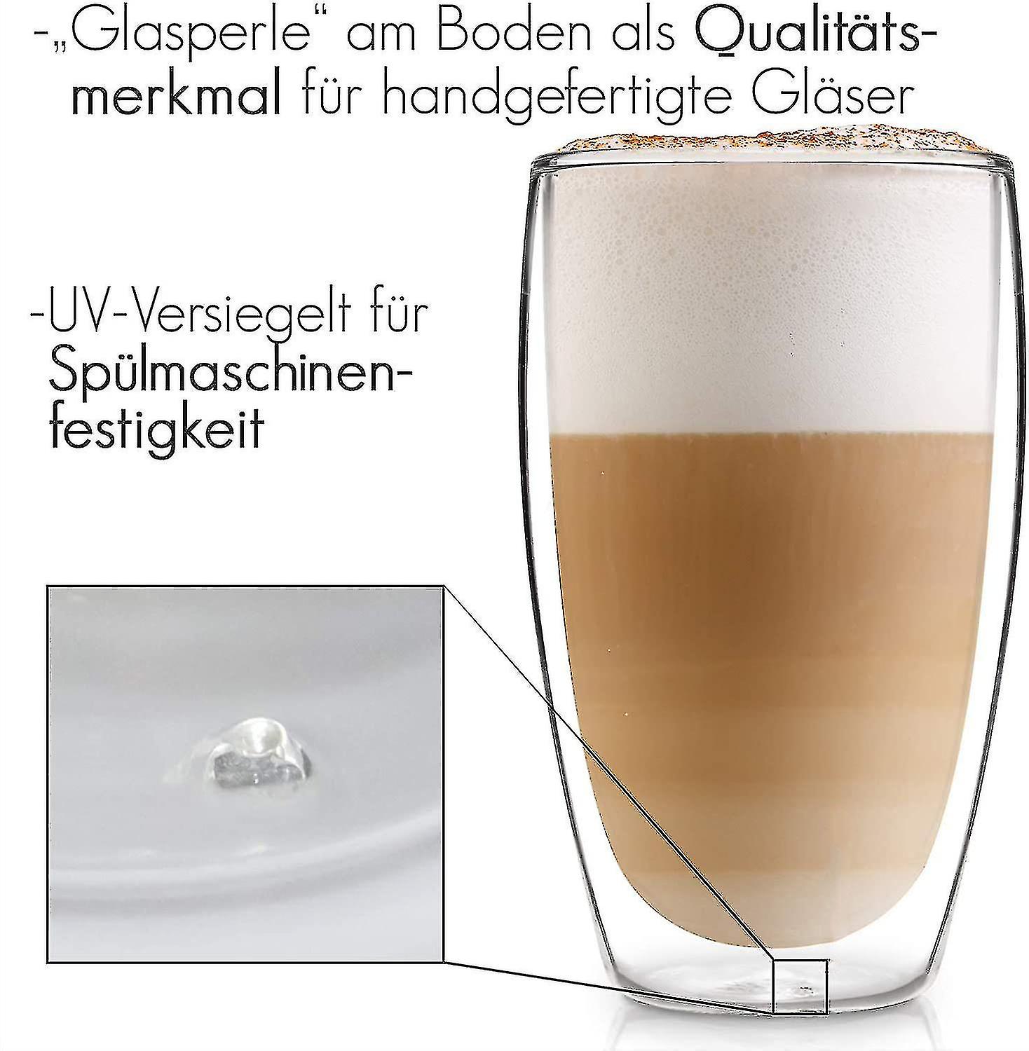 Design Latte Macchiato Glasses (4 X 330ml) - Double-walled Glasses Made Of Borosilicate Glass