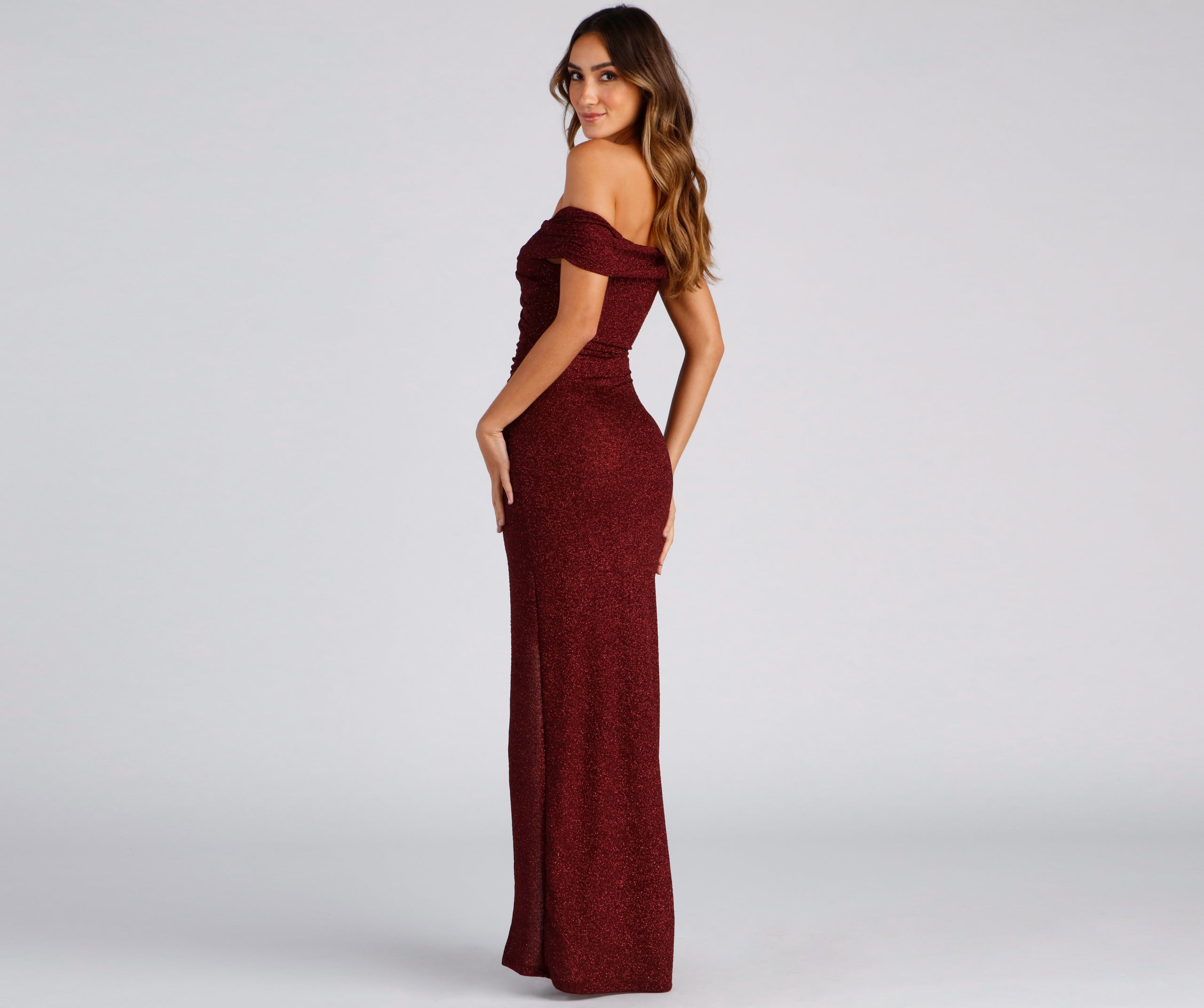 Bebe Formal Glitter Wrap Dress