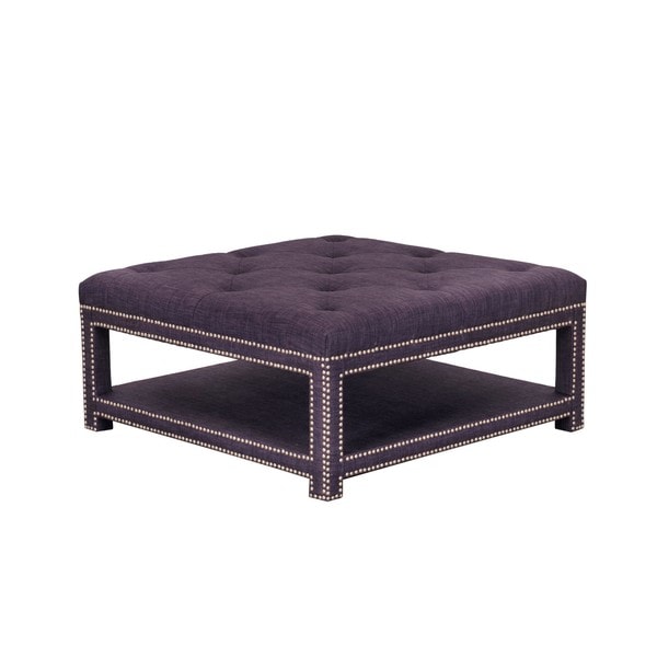 Chic Home Micah Coffee Table Ottoman in a 2-Layered Tufted Linen Bench