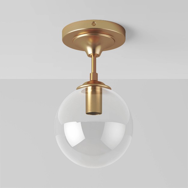 Geneva Collection Glass Semi Flush Mount Ceiling Globe Brass