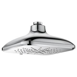 GROHE Rainshower SmartActive 3-Spray Patterns 1.75 GPM 6.5 in. Square Wall Mount Fixed Shower Head in StarLight Chrome 26797000