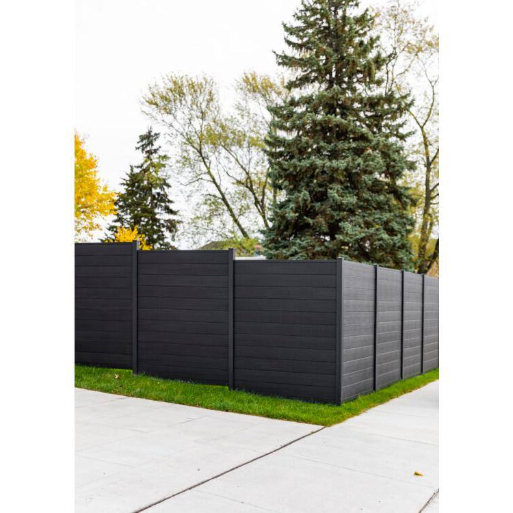 Slipfence Composite 6 ft. H x 6 ft. W x 1 in. Thick Charcoal Very Dark Grey Composite Tongue and Groove Horizontal Fence Panel SF2-HCPC6