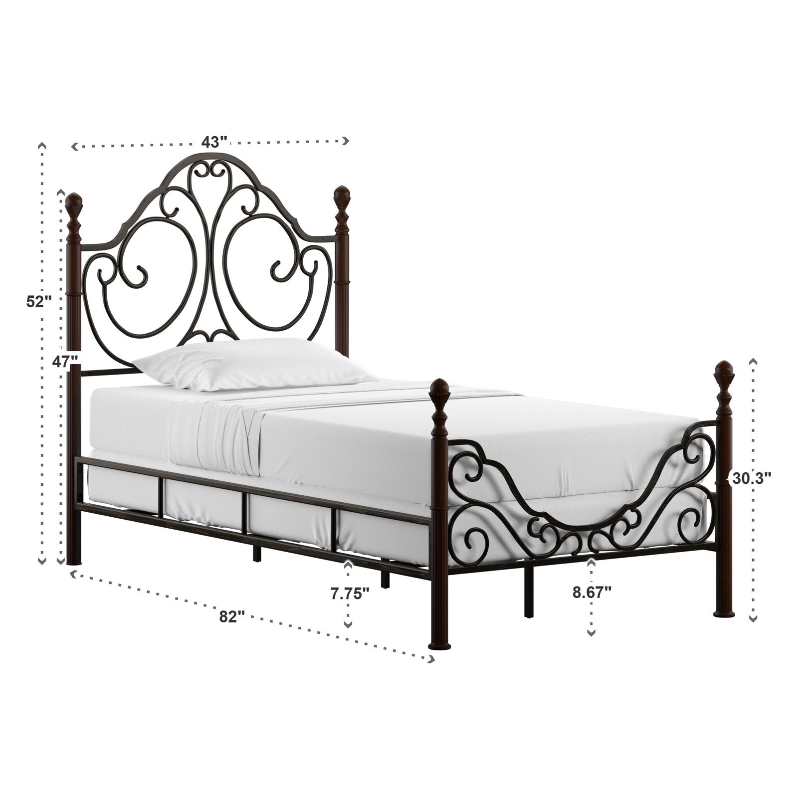 Weston Home Waterford Twin Metal Poster Bed - Cherry