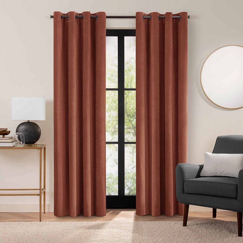 eclipse Luxury Velvet 100% Blackout Grommet Window Curtain Panel