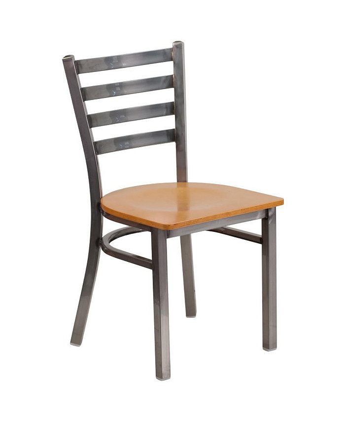 EMMA+OLIVER Clear Coated Ladder Back Metal Restaurant Dining Chair