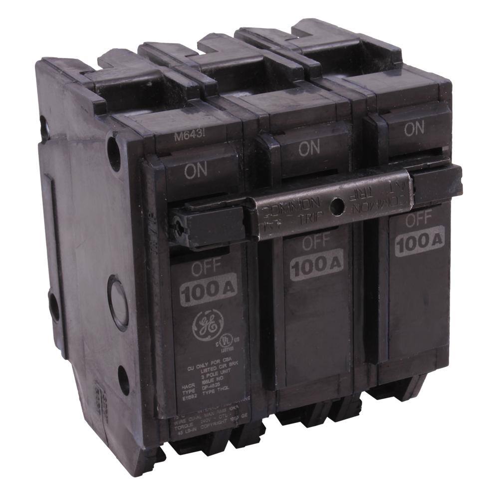 GE Q-Line 100 Amp 3 in. 3-Pole Circuit Breaker THQL32100