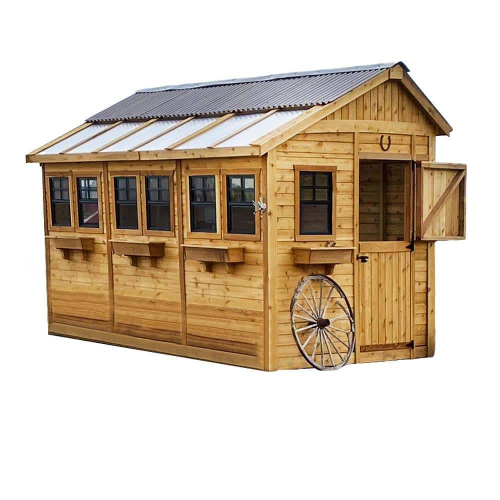 Outdoor Living Today Sunshed 8 ft. W x 12 ft. D Cedar Wood Garden Shed with Metal Roof (96 sq. ft.) SSGS812-MET-AK