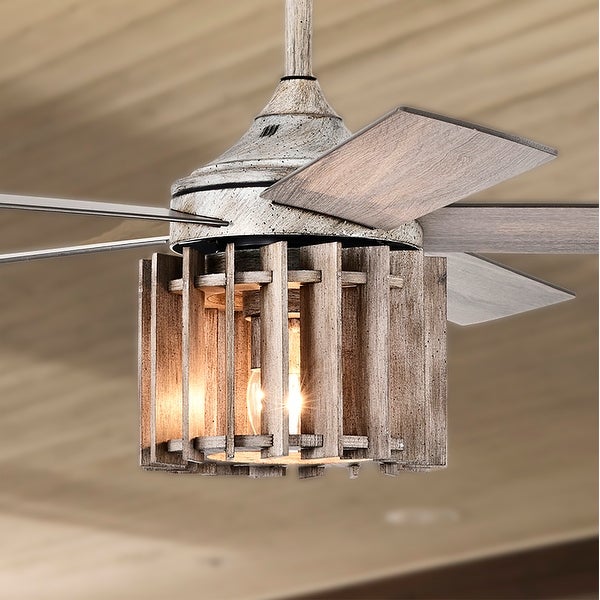 Olivia 52 Inch Distressed Wood Finish Ceiling Fan with Light Shopping - The Best Deals on Ceiling Fans | 40371728