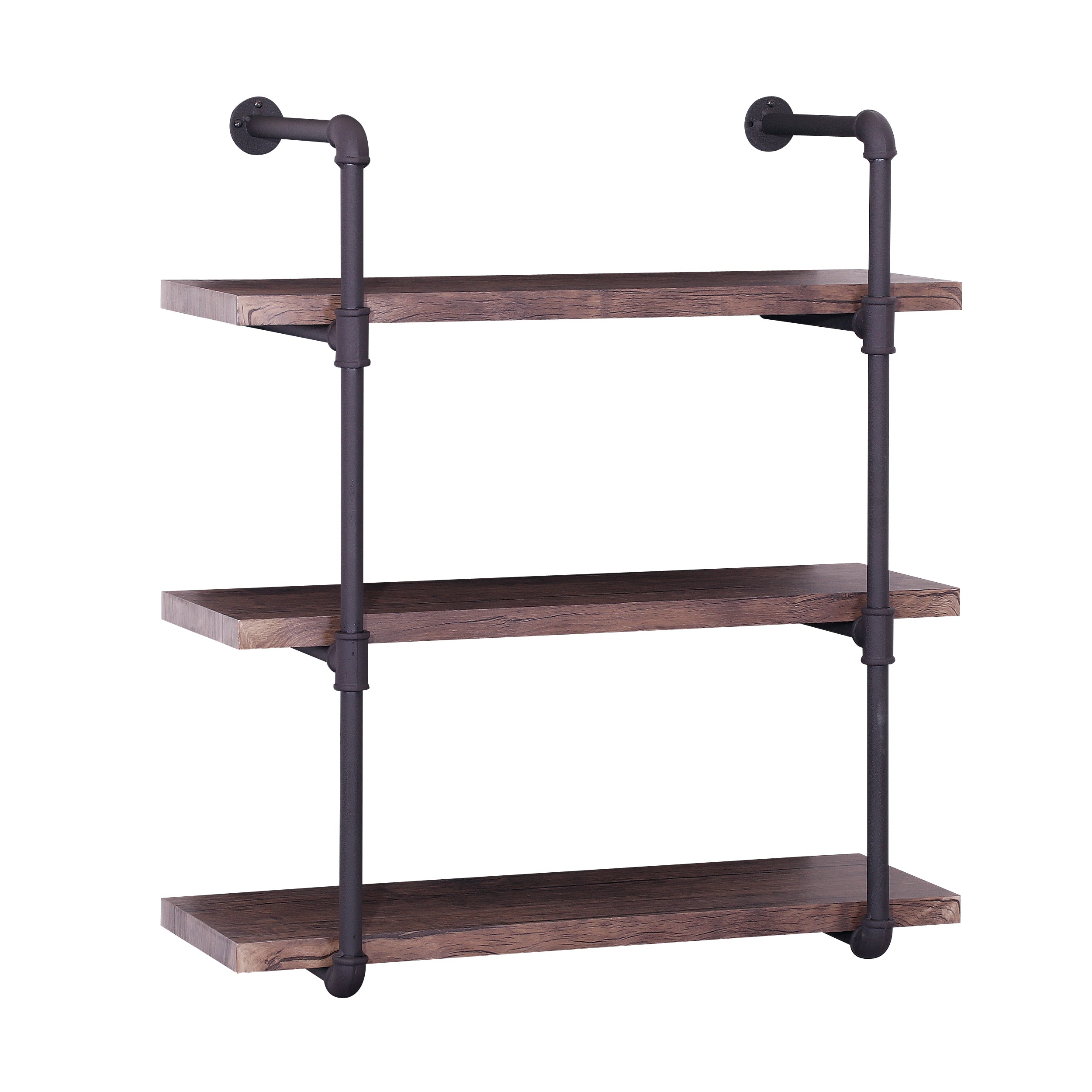 Caden Industrial Pipe Design 3-Tier Wall Mount Floating Shelf