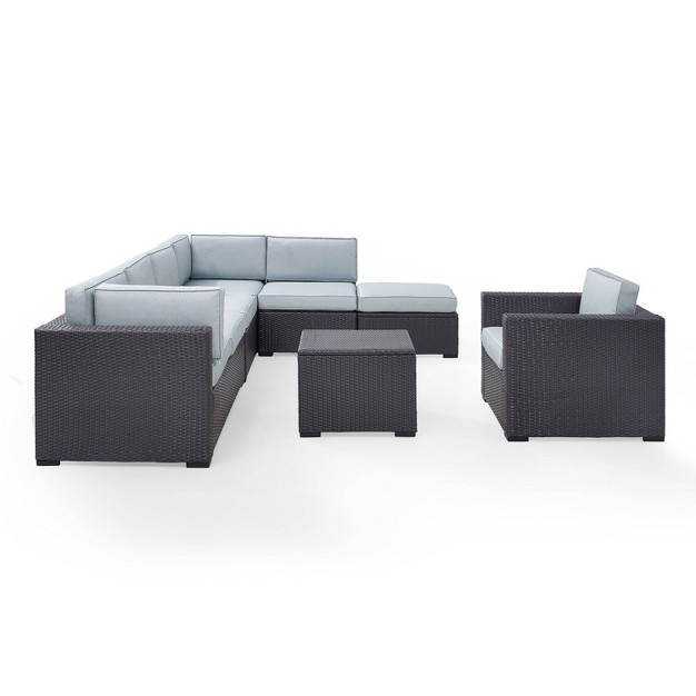 Biscayne 6pc Outdoor Wicker Sectional Set Mist Crosley