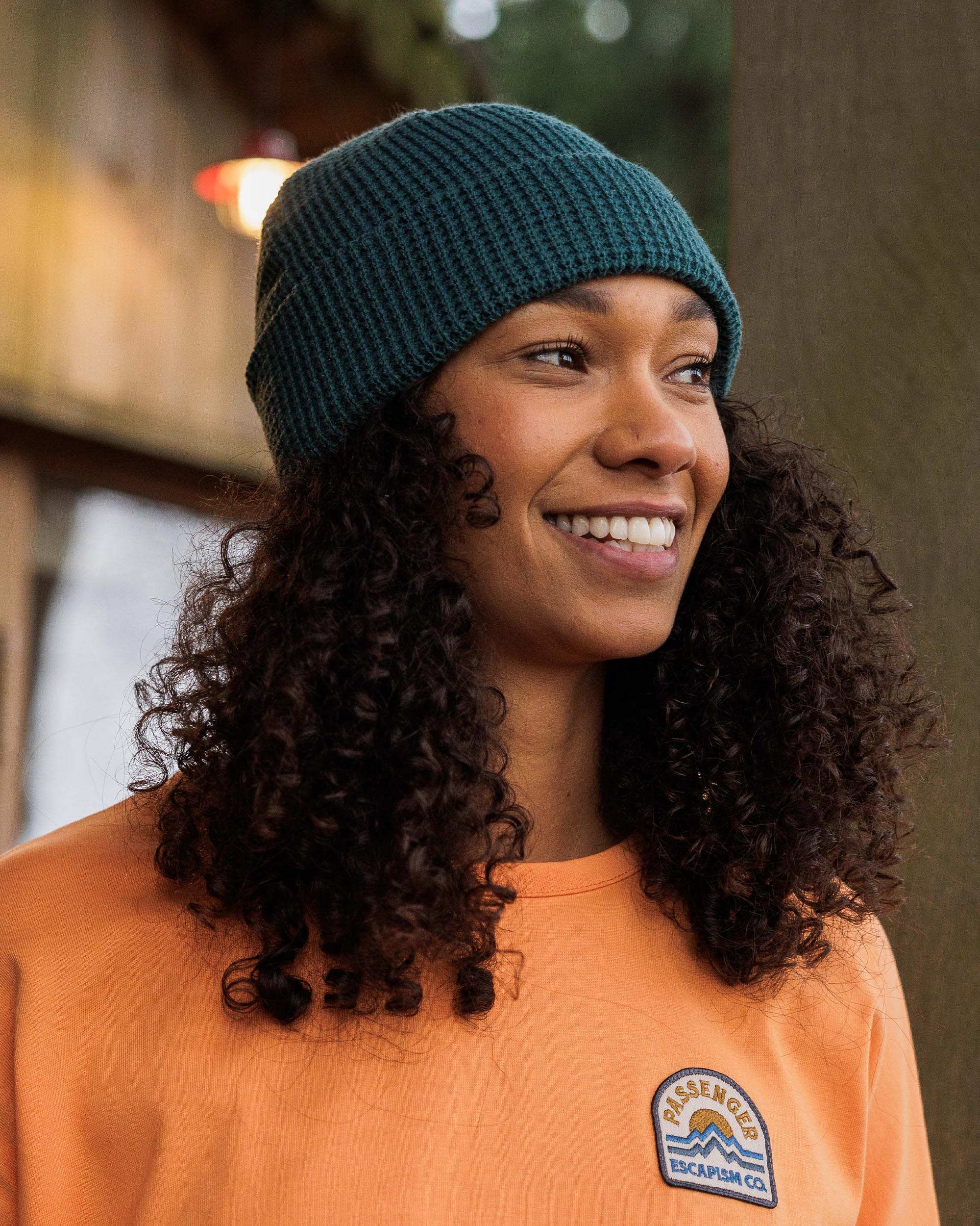 Moss Double Layer Recycled Waffle Beanie - Mediterranean