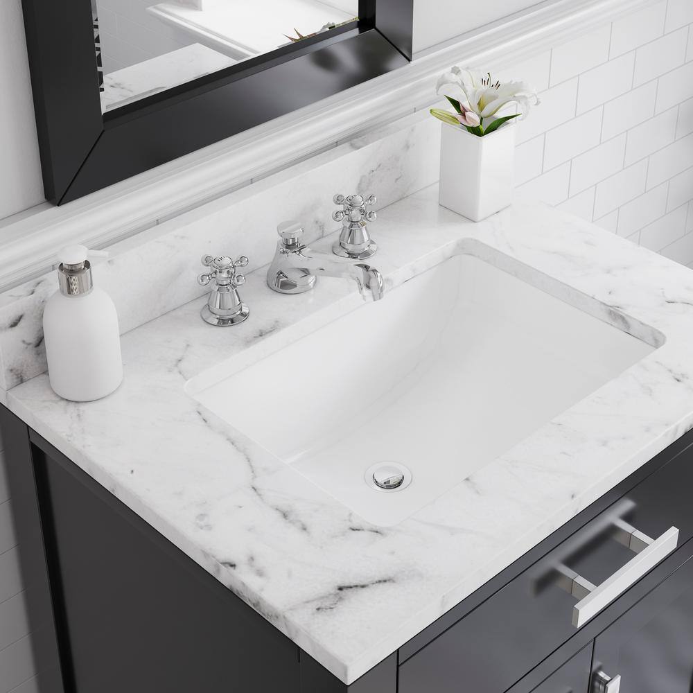 Water Creation 30 in. Vanity in Espresso with Marble Vanity Top in Carrara White Madison 30E