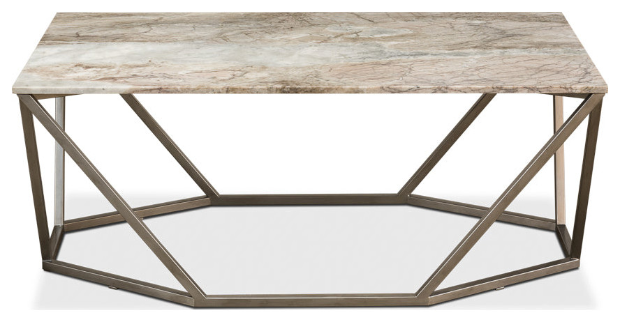 Trapezoid Coffee Table Marble Top   Transitional   Coffee Tables   by Sideboards and Things  Houzz