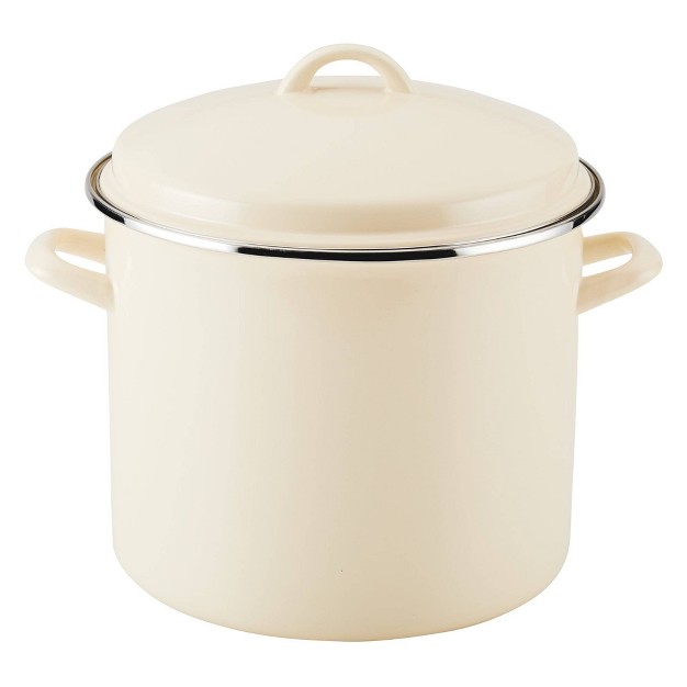 Rachael Ray 12qt Enamel on steel Induction Stockpot With Lid Almond