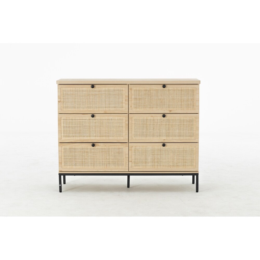 Contemporary White 6 Drawer Dresser with Easy Assembly