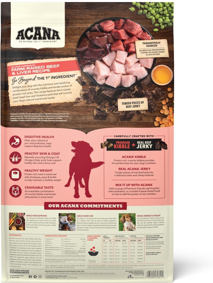 ACANA Butcher’s Favorites Grain-Free Farm-Raised Beef and Liver Recipe Dry Dog Food