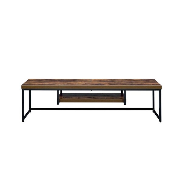 47 inch Industrial Oak Top TV Stand with Metal Sled Base and Storage Space