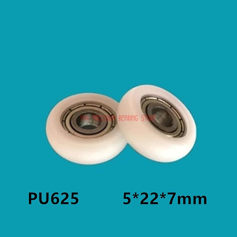 10pcs 625 Arc Pulley 5*22*7 Coated Plastic Bearing Rubber Wheel Small Nylon Direct Spherical Surface