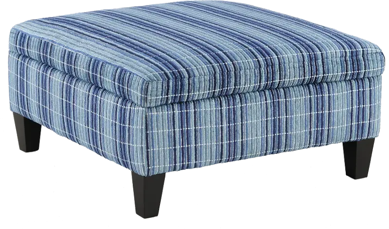 Orion Blue Storage Cocktail Ottoman