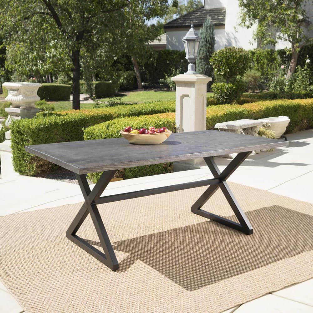 Noble House Rolando Grey Metal Outdoor Dining Table