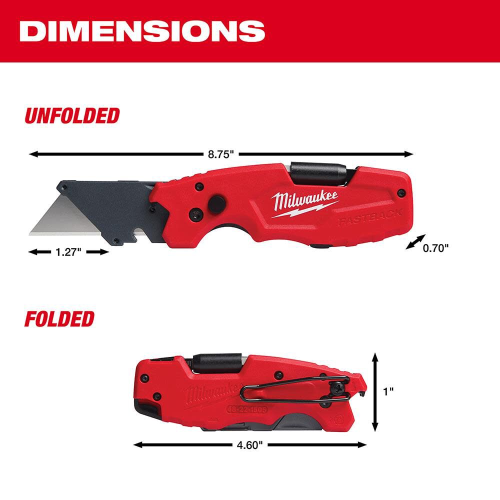 Milwaukee FASTBACK 6IN1 Folding Utility Knife 48-22-1505 from Milwaukee